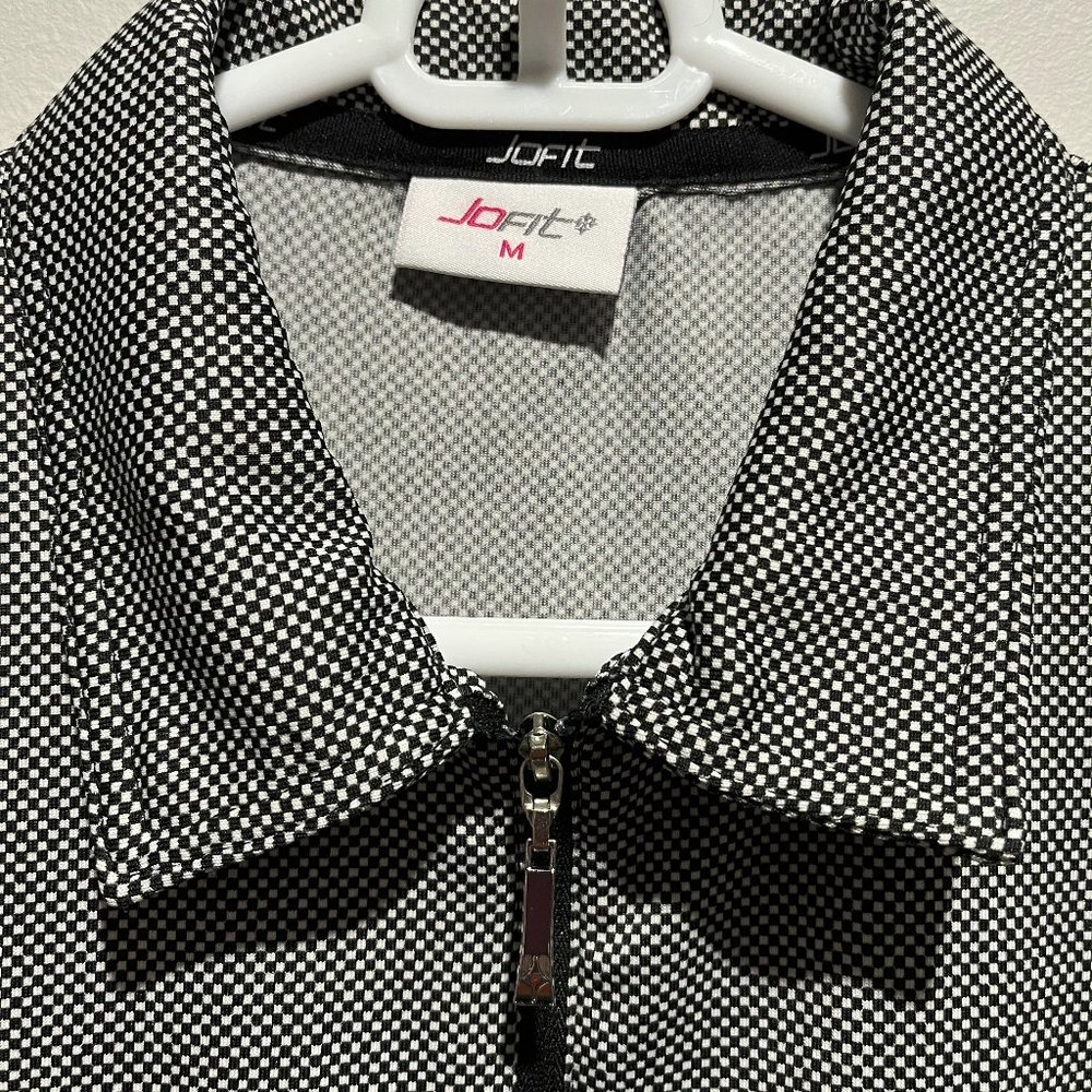 NWT Jofit Zip Polo, black and white check, Sz M, 37 in.